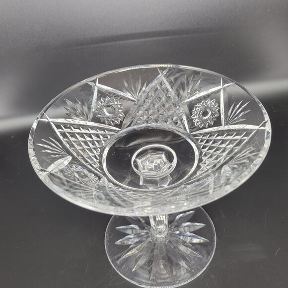 Waterford Crystal Pedestal Compote Dish With Starburst & Diamond Cut Design - Picture 6 of 7